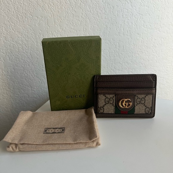 Gucci Brown and Gold Card Holder - Picture 1 of 4